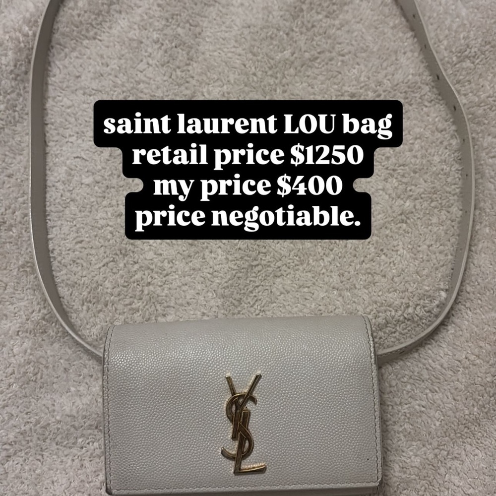 Saint Laurent Lou Crossbody Bag in Cream with Gold Logo